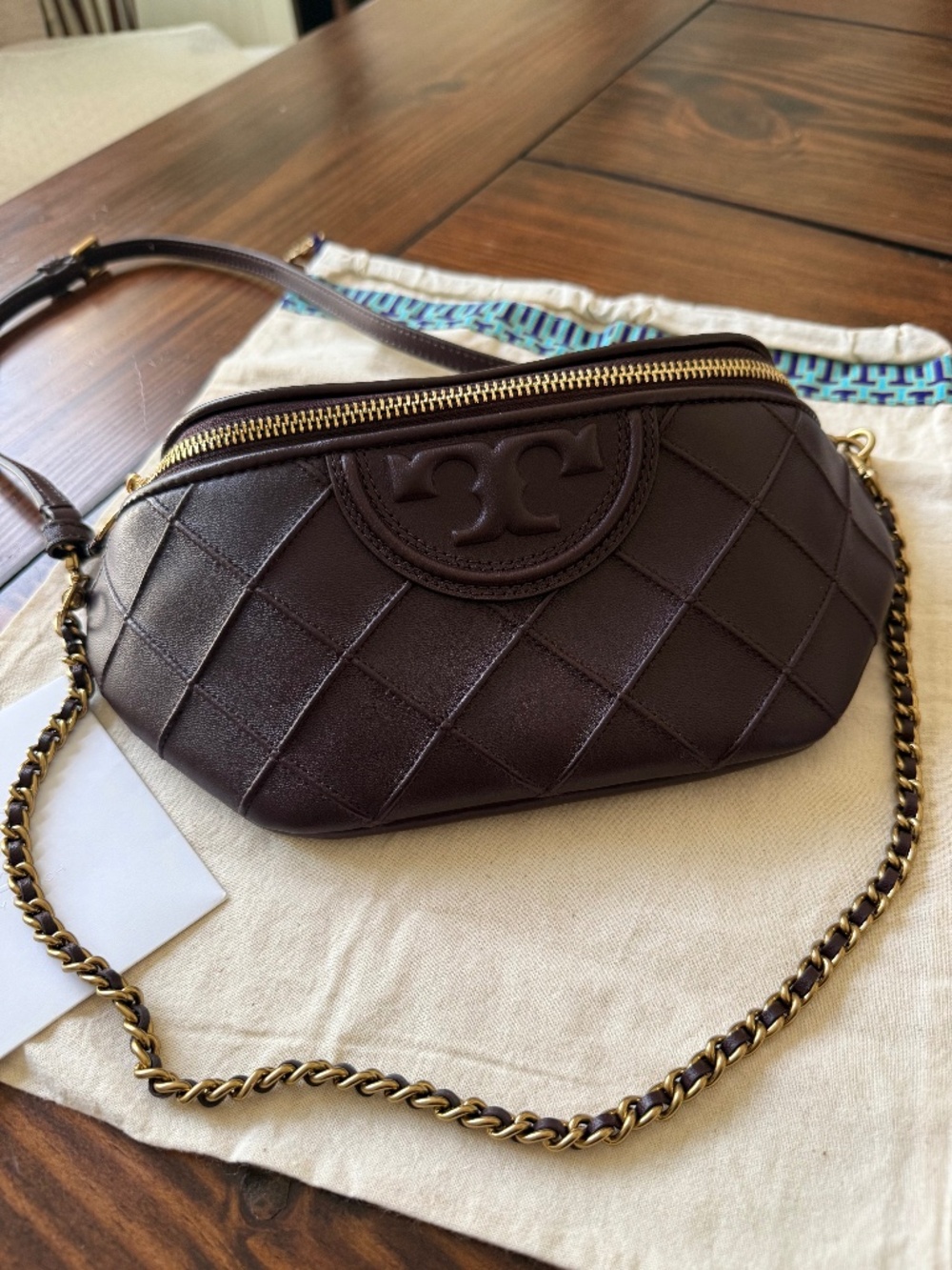 Tory Burch Fleming Nappa Leather Bag in Albarossa (Rich Burgundy)